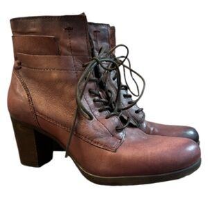Mjus Purple Brown Leather Heel Boots Size 38